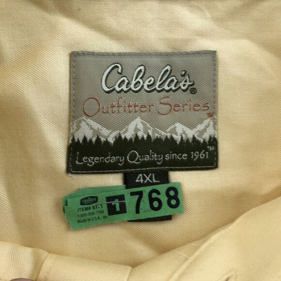 Vintage Cabela's Outfitter Series Men's Shirt 4XL Short Sleeve Button Up Yellow - Picture 5 of 9
